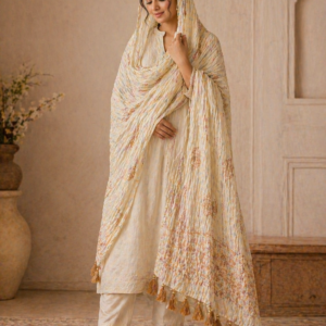 maisuri print dupatta – chunri style with tassels